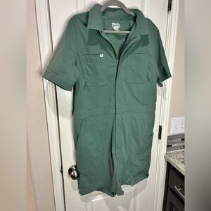 Duluth Trading Co Women's Heirloom Gardening 7" Short Coveralls Green Sz L